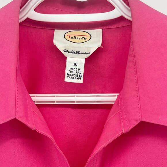🌺Talbots Women's Pink Button-Down Shirt Size 10 100% Cotton Timeless Minimalist - Picture 2 of 9